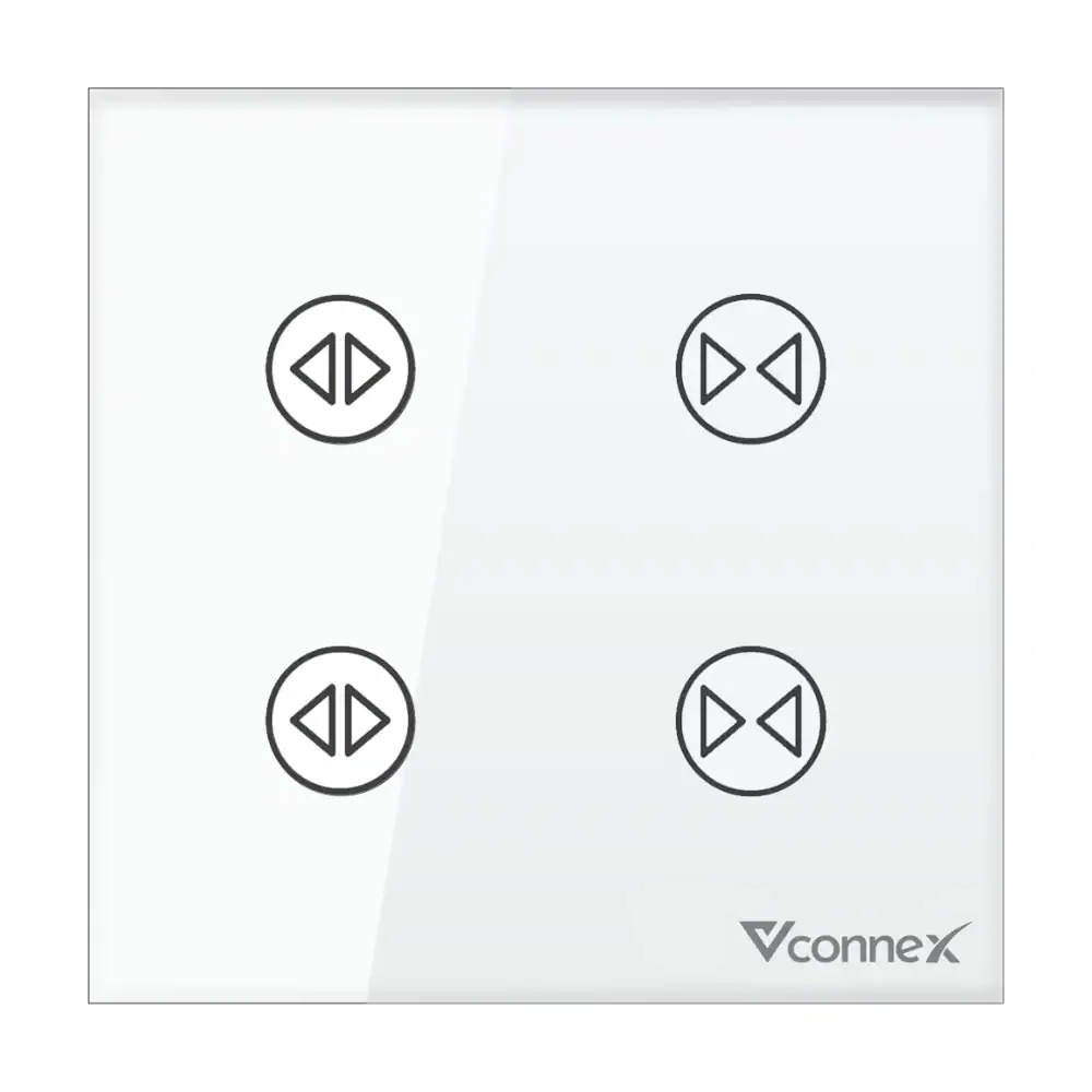 Công tắc rèm đôi thông minh Vconnex không viền VCN-WS2C – màu trắng, mặt vuông