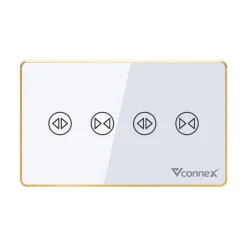 Công tắc rèm đôi thông minh Vconnex viền nhôm VCN-WS2CL – màu trắng
