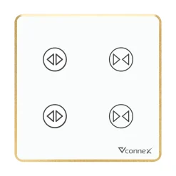 Công tắc rèm đôi thông minh Vconnex viền nhôm VCN-WS2CL – màu trắng, mặt vuông