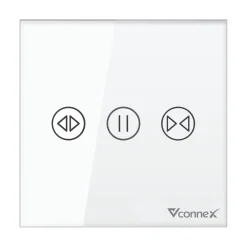 Công tắc rèm đơn thông minh Vconnex không viền VCN-WS1C – màu trắng, mặt vuông