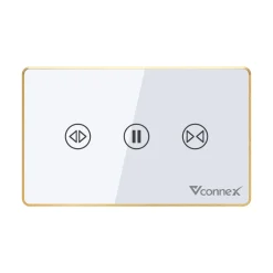 Công tắc rèm đơn thông minh Vconnex viền nhôm VCN-WS1CL – màu trắng