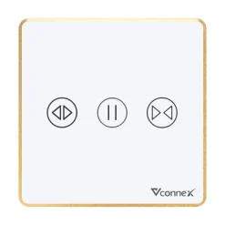 Công tắc rèm đơn thông minh Vconnex viền nhôm VCN-WS1CL – màu trắng, mặt vuông
