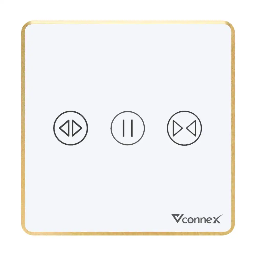 Công tắc rèm đơn thông minh Vconnex viền nhôm VCN-WS1CL – màu trắng, mặt vuông