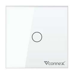 Công tắc thông minh Vconnex 1 kênh không viền VCN-WS01 – màu trắng, mặt vuông