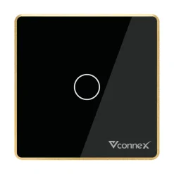 Công tắc thông minh Vconnex 1 kênh viền nhôm Ver 2 VCN-WS01L – màu đen, mặt vuông