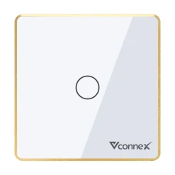 Công tắc thông minh Vconnex 1 kênh viền nhôm Ver 2 VCN-WS01L – màu trắng, mặt vuông