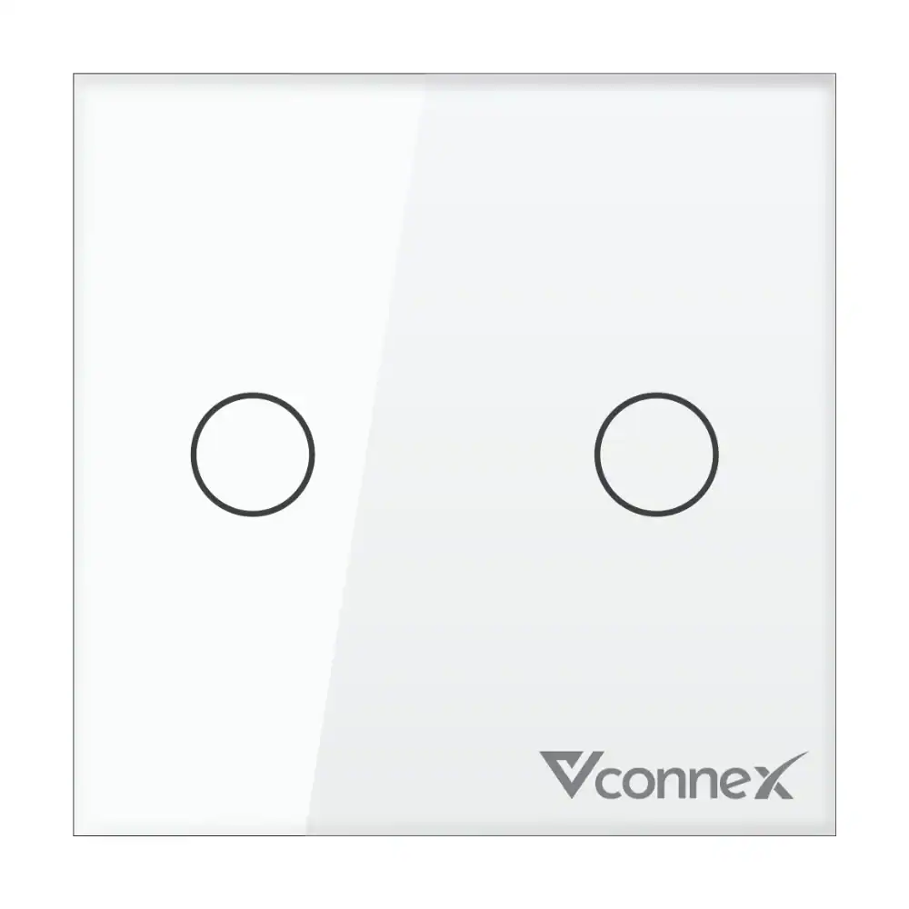 Công tắc thông minh Vconnex 2 kênh không viền Ver 2 VCN-WS202 – màu trắng, mặt vuông