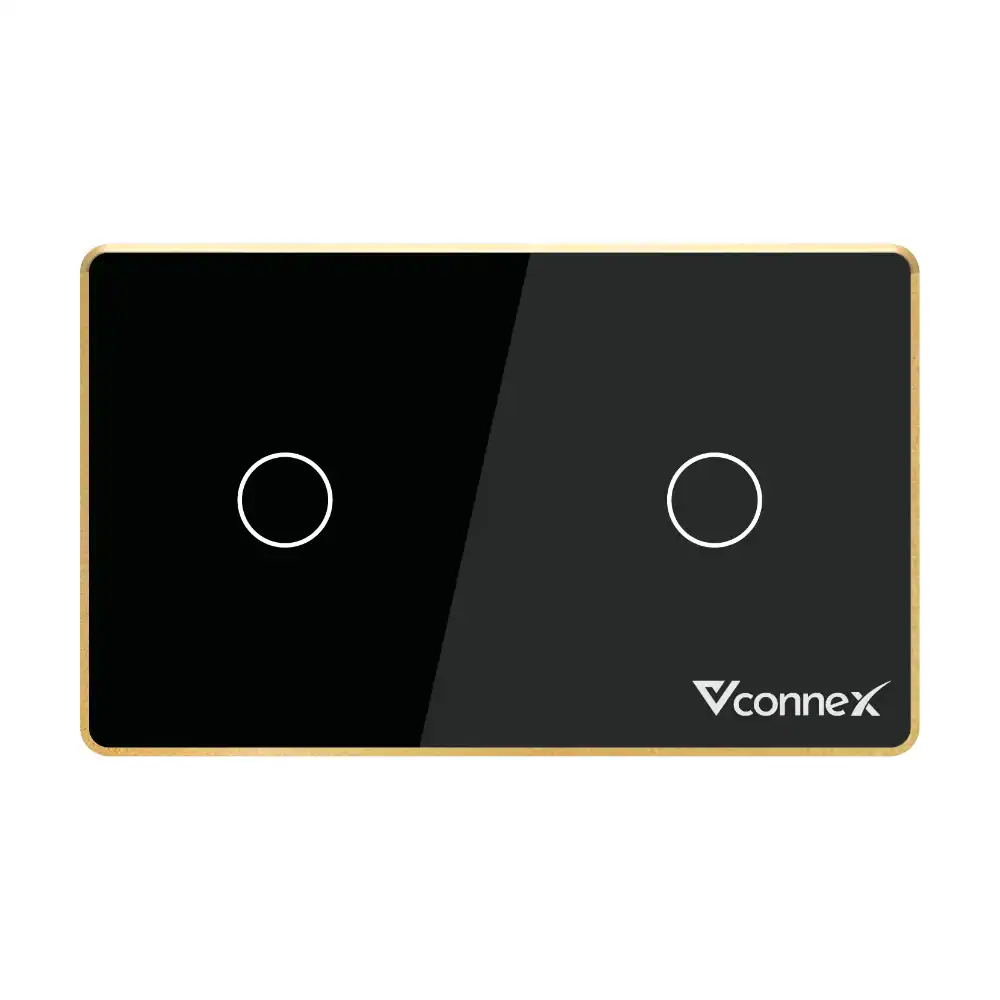 Công tắc thông minh Vconnex 2 kênh viền nhôm VCN-WS02L – màu đen