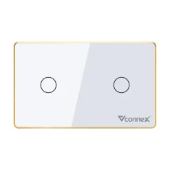 Công tắc thông minh Vconnex 2 kênh viền nhôm VCN-WS02L – màu trắng