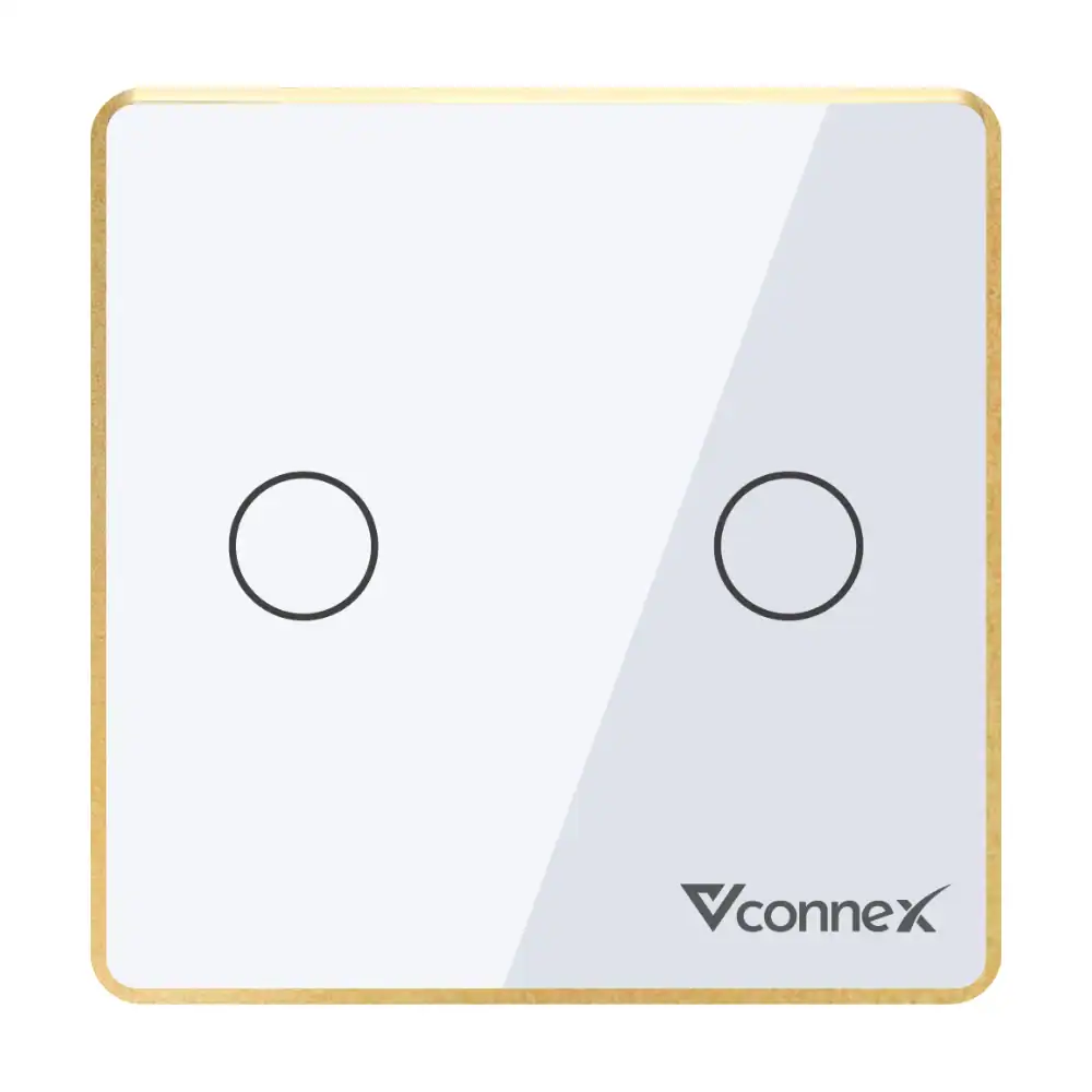 Công tắc thông minh Vconnex 2 kênh viền nhôm Ver 2 VCN-WS02L – màu trắng, mặt vuông