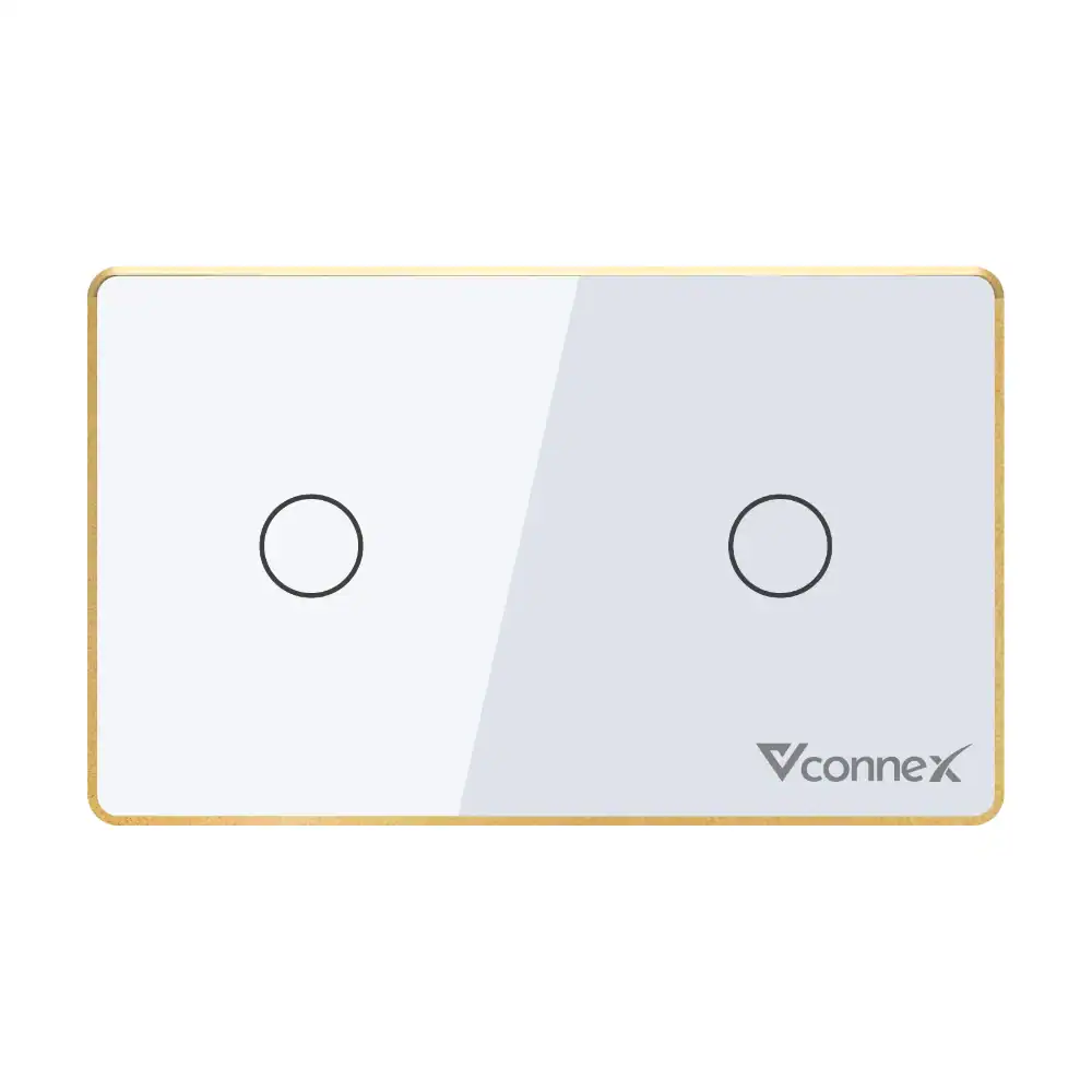 Công tắc thông minh Vconnex 2 kênh viền nhôm Ver 2 VCN-WS02L – màu trắng