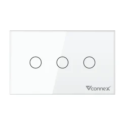 Công tắc thông minh Vconnex 3 kênh không viền VCN-WS03 – màu trắng