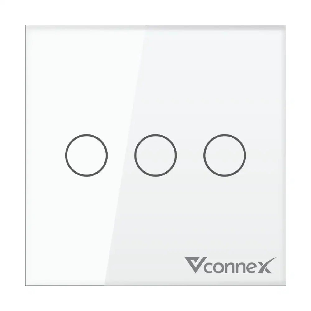 Công tắc thông minh Vconnex 3 kênh không viền Ver 2 VCN-WS203 – màu trắng, mặt vuông