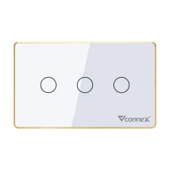 Công tắc thông minh Vconnex 3 kênh viền nhôm VCN-WS03L – màu trắng