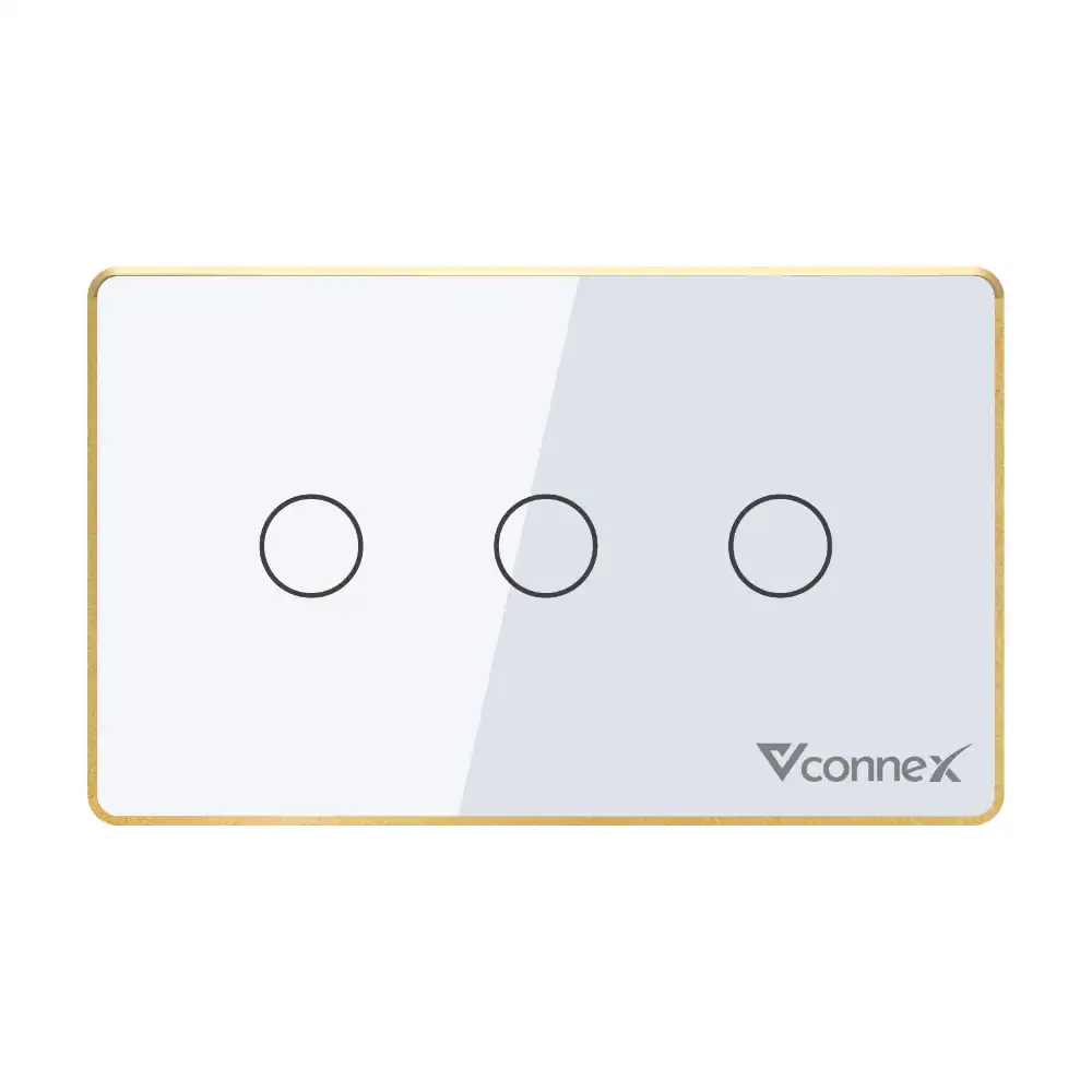Công tắc thông minh Vconnex 3 kênh viền nhôm VCN-WS03L – màu trắng