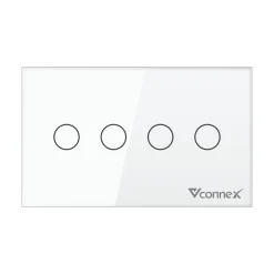 Công tắc thông minh Vconnex 4 kênh không viền Ver 2 VCN-WS204 – màu trắng
