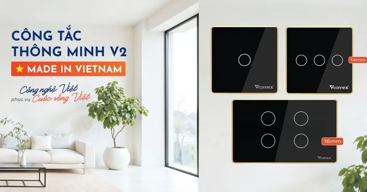 Công tắc thông minh Vconnex 3 kênh không viền Ver 2 VCN-WS203