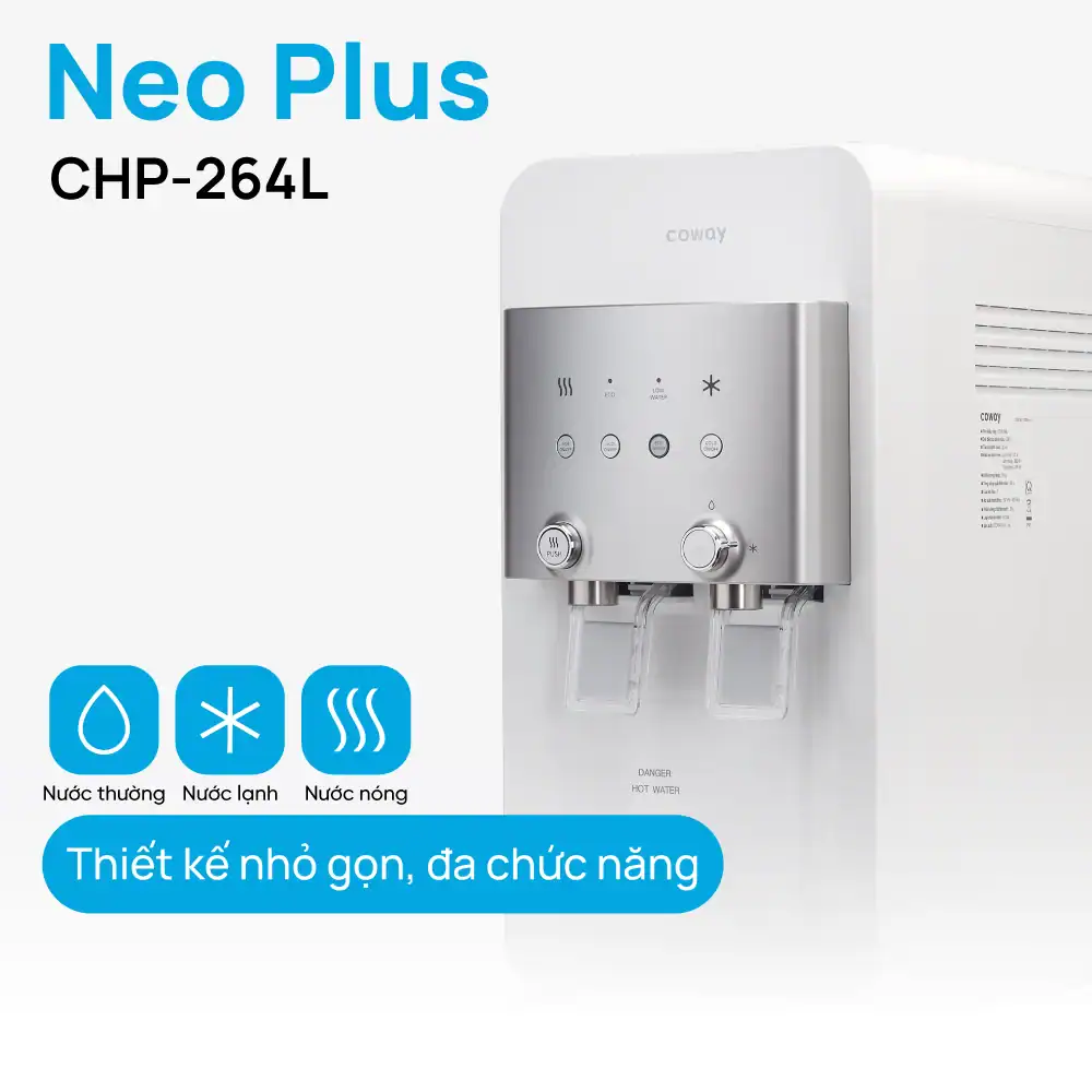 Coway NEO PLUS CHP-264L với 3 chế độ nước nóng, lạnh, thường