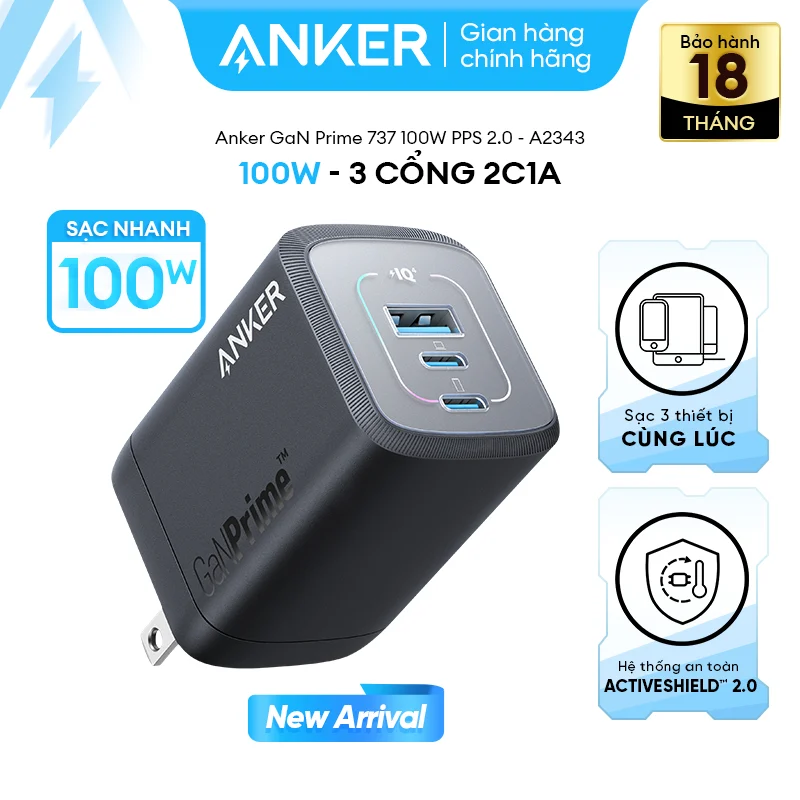 Củ Sạc Nhanh 2C+1A ANKER 737 Prime A2343 100W – ảnh 2