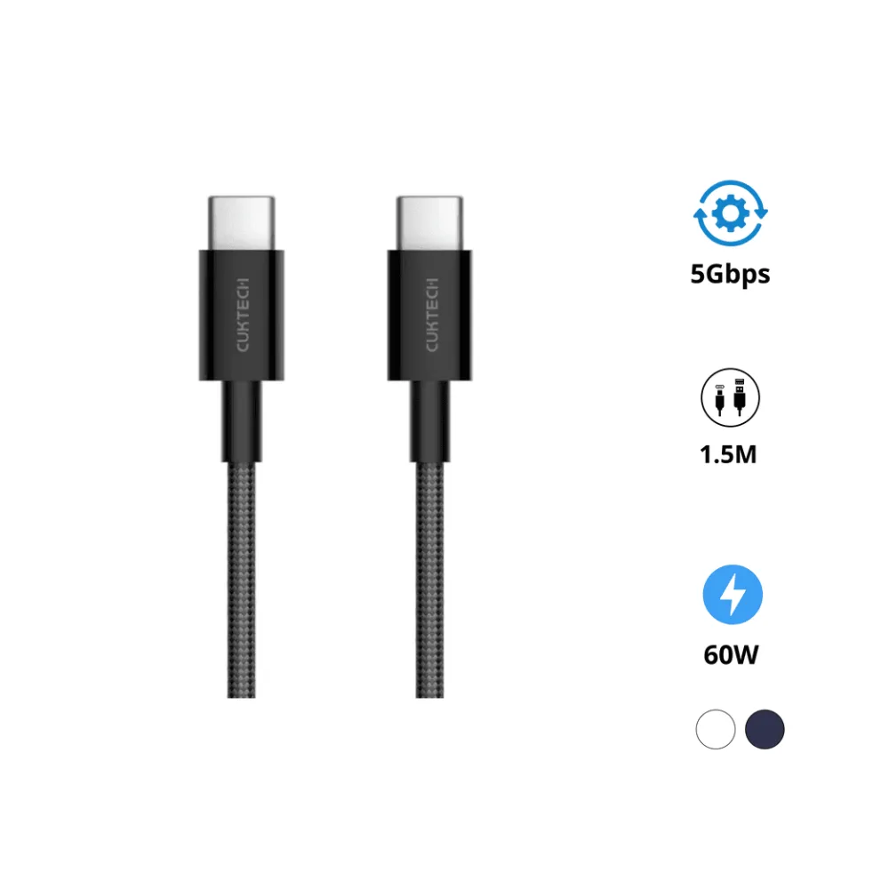 Cáp sạc Cuktech CTC315P Type-C bện dù 3A 60W 1.5m - hình 1