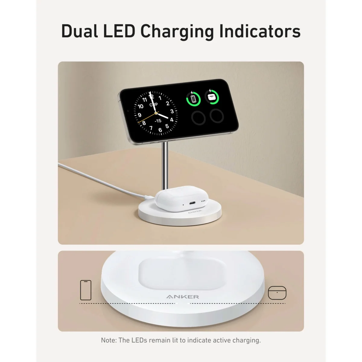 Đế Sạc Đứng Không Dây Từ Tính 2-in-1 Qi2 ANKER MagGo A2544 15W – ảnh 10