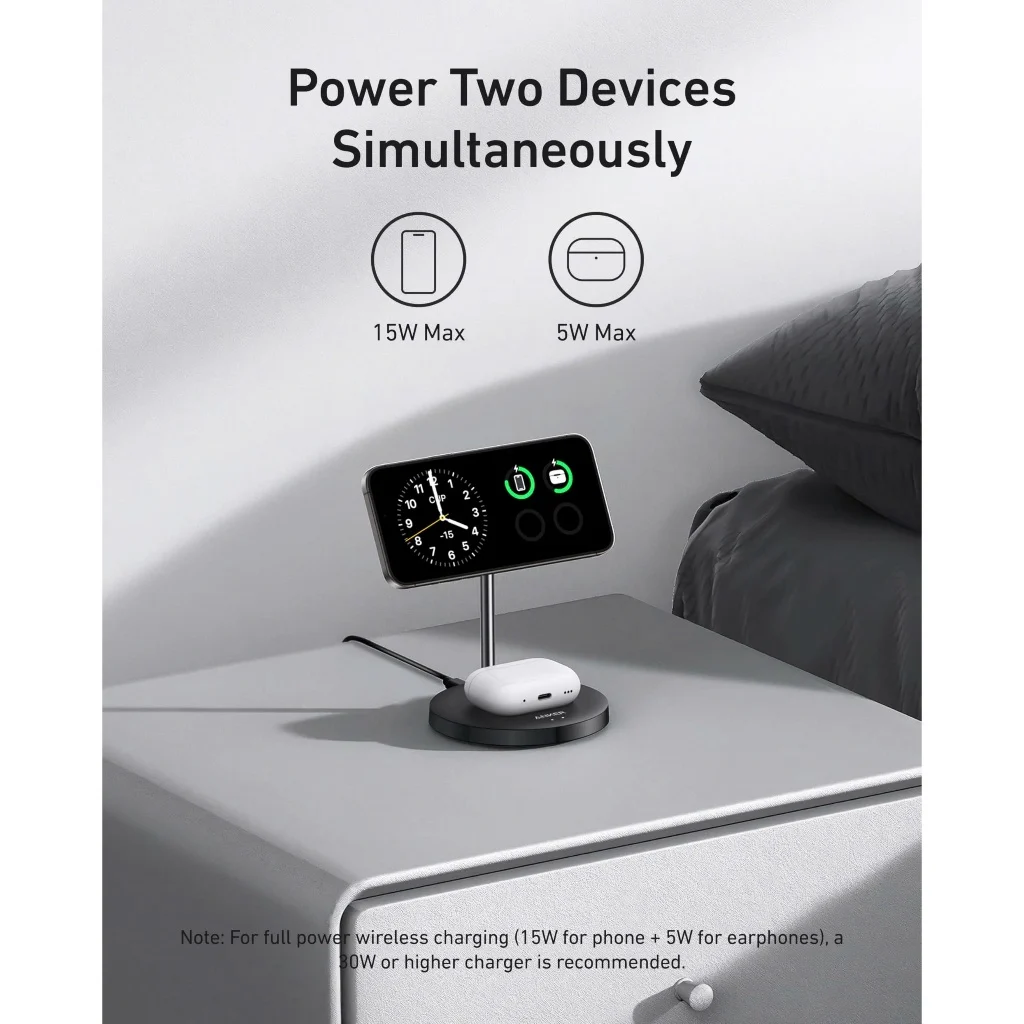 Đế Sạc Đứng Không Dây Từ Tính 2-in-1 Qi2 ANKER MagGo A2544 15W – ảnh 6
