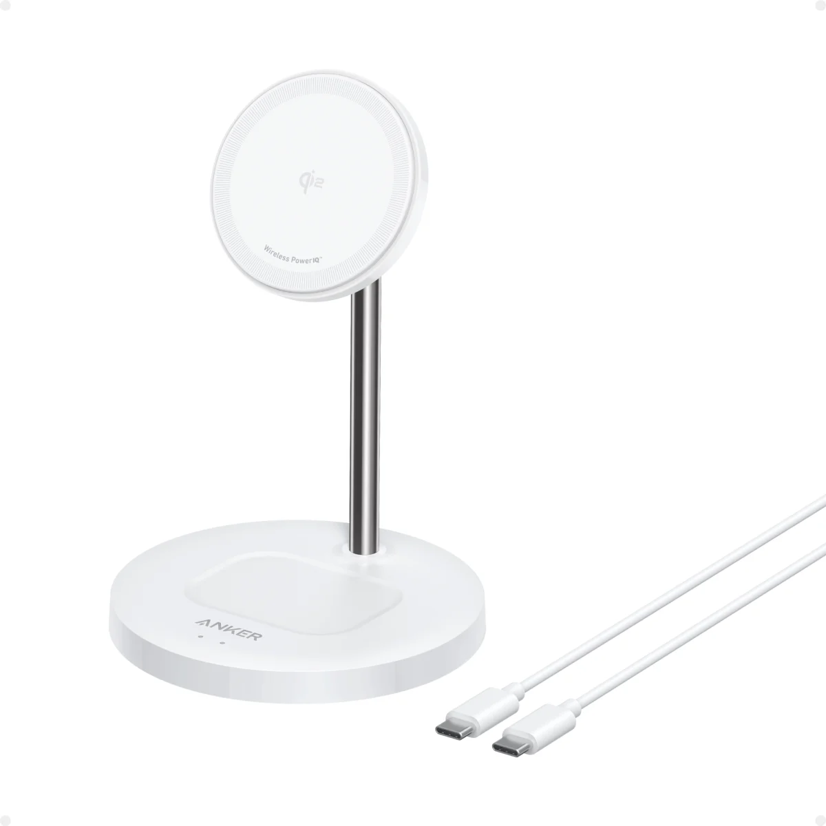 Đế Sạc Đứng Không Dây Từ Tính 2-in-1 Qi2 ANKER MagGo A2544 15W – Trắng