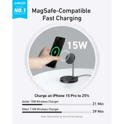 Đế Sạc Đứng Không Dây Từ Tính 2-in-1 Qi2 ANKER MagGo A2544 15W – ảnh 8