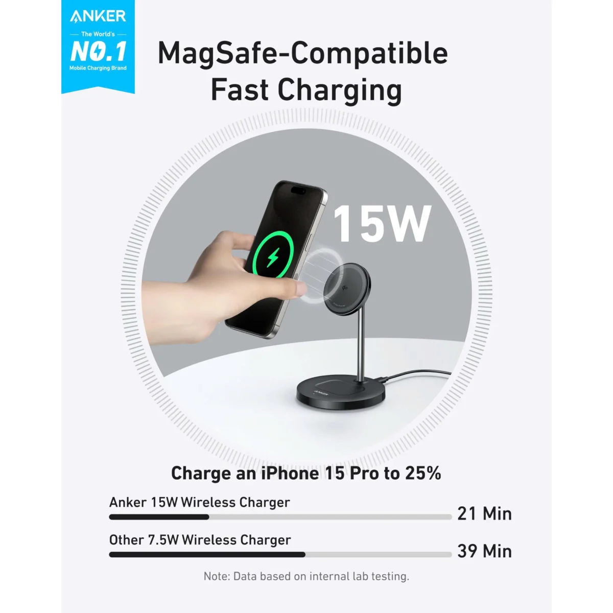 Đế Sạc Đứng Không Dây Từ Tính 2-in-1 Qi2 ANKER MagGo A2544 15W – ảnh 8