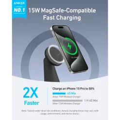 Đế Sạc Đứng Không Dây Từ Tính 2-in-1 Qi2 ANKER MagGo A25M7 15W – ảnh 4