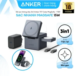 Đế Sạc Không Dây 3-in-1 ANKER Cube MagSafe Y1811 15W – ảnh 2