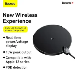 Đế Sạc Nhanh Không Dây Baseus Digital LED Display Gen 2 Wireless Charger 15W – ảnh 7