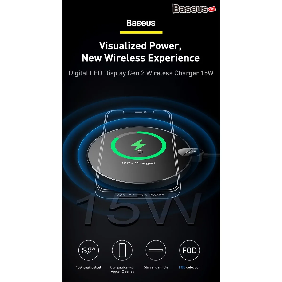 Đế Sạc Nhanh Không Dây Baseus Digital LED Display Gen 2 Wireless Charger 15W – ảnh 8