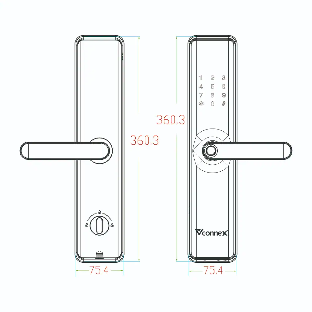 Khóa điện tử thông minh cửa gỗ Vconnex VCN-BSLA – hình 3