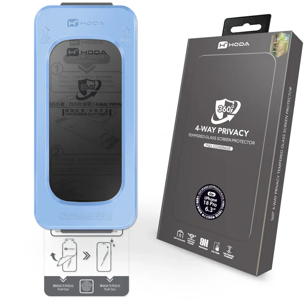 Kính cường lực Hoda 2.5D chống nhìn trộm 360° 4 chiều cho iPhone 18 Pro / 18 Pro Max
