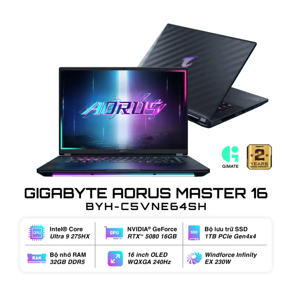 Laptop Gigabyte AORUS MASTER 16 Core Ultra 9 275HX | 32GB | 1TB | RTX 5080 16GB | 16