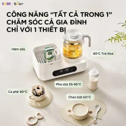 Máy Hâm Sữa Tiệt Trùng Bear WW-5H12V78 1.3L – Đun Nước, Pha Sữa, Vệ Sinh Bình