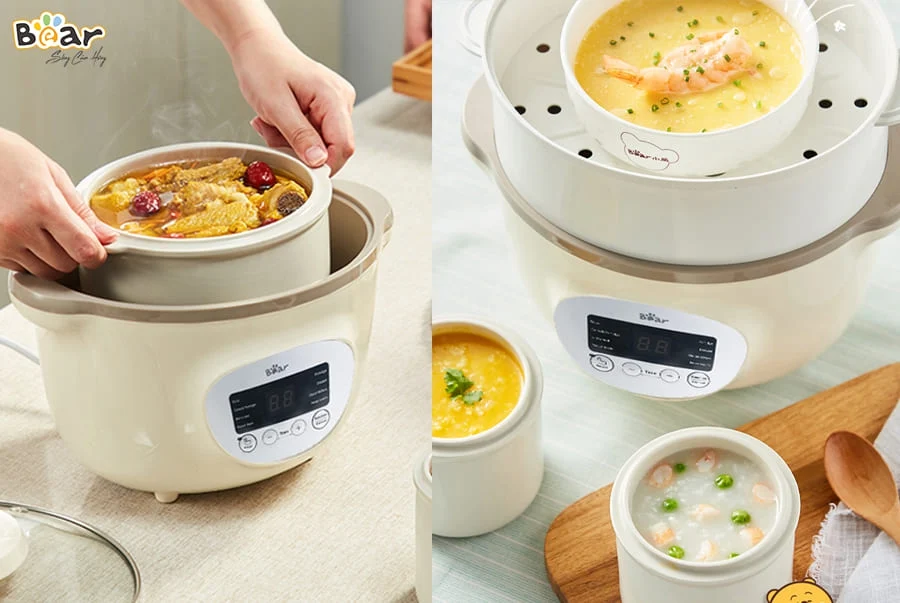 Nồi Nấu Chậm Bear 1,6L SUBE002 Chính Hãng Đa Năng Nấu Cháo, Chưng Yến Bản Tiếng Việt