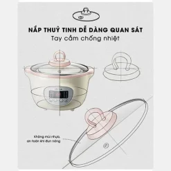 Nồi Nấu Chậm Bear 1,6L SUBE002 Chính Hãng Đa Năng Nấu Cháo, Chưng Yến Bản Tiếng Việt