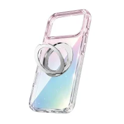 Ốp lưng WiWU DiamondShield Ultra Glittery DS-203 trong suốt ánh nhũ, vòng MagSafe tích hợp chân đế xoay 360°