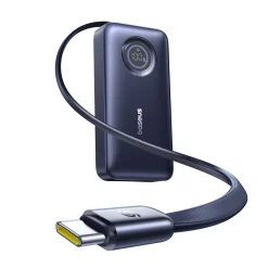 Pin dự phòng Baseus EnerCore CR11 10000mAh 45W màu đen với cáp USB-C dây rút kéo ra