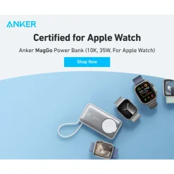 Pin Dự Phòng Từ Tính Kiêm Sạc Không Dây Cho Apple Watch 1C ANKER Nano A1657 10000mAh 35W – ảnh 3