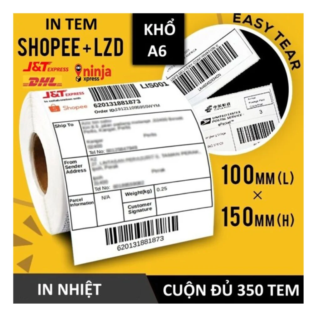 Giấy decal nhiệt 100x150x50m ( 1 tem 1 hàng ) - Tem TMĐT Shopee,Tiktok, Lazada – ảnh 2