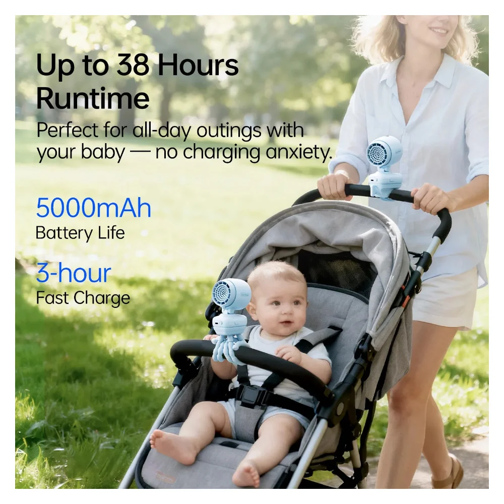 Quạt kẹp xe đẩy em bé Jisulife Stroller Fan 4 2