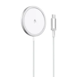 Sạc không dây từ tính WiWU Wi-C108 nhìn nghiêng với dây cáp bện nylon