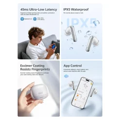 Tai nghe QCY MeloBuds N65 độ trễ thấp 45ms và kháng nước IPX5